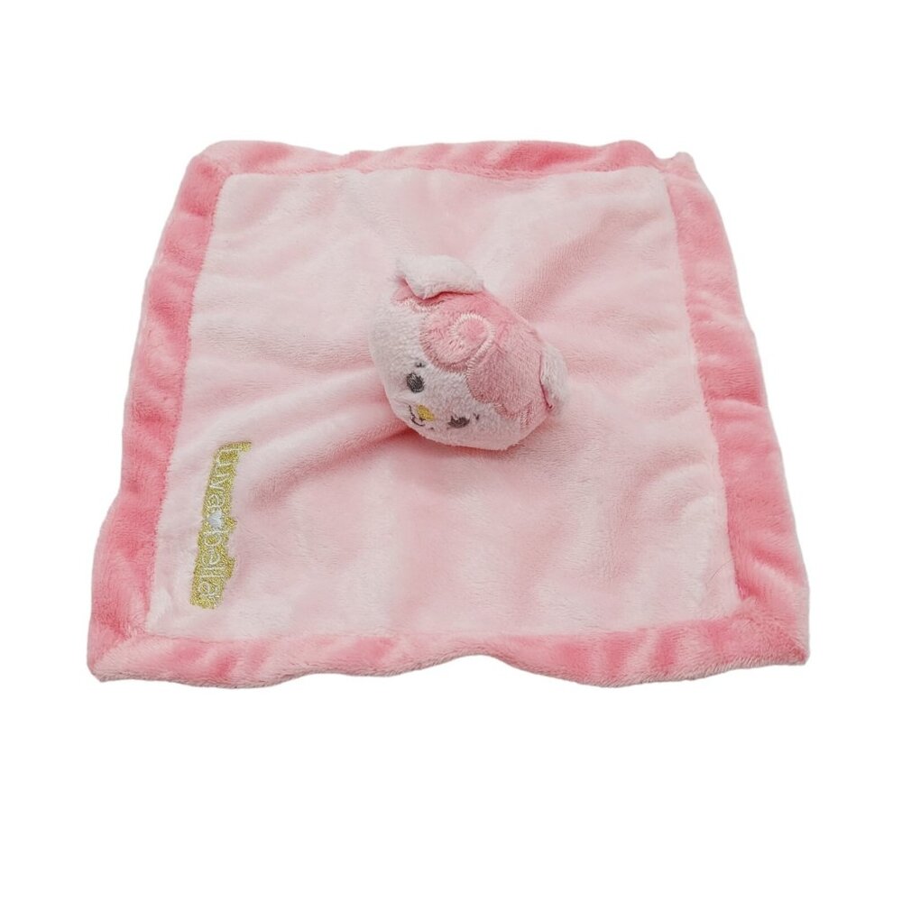 Luvabella Pink Lamb Lovey Baby Security Blanket  8” Plush Square